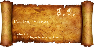 Ballog Vince névjegykártya